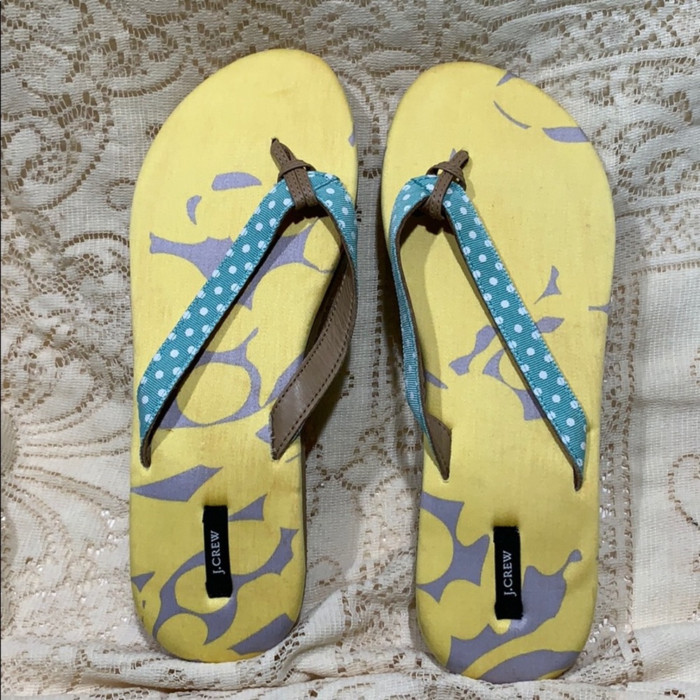 J.Crew Flip Flops Size 9 Fabric/Leather